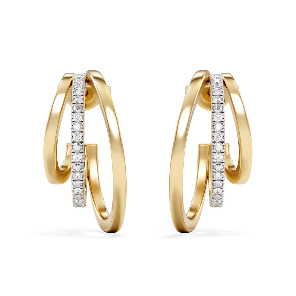 0.25ct Lab Diamond Stacked Hoop Earrings in 18k Gold Vermeil