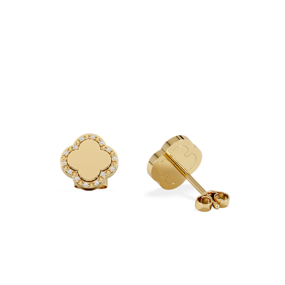 Florence 0.08ct Lab Diamond Halo Stud Earrings in 18K Gold Vermeil
