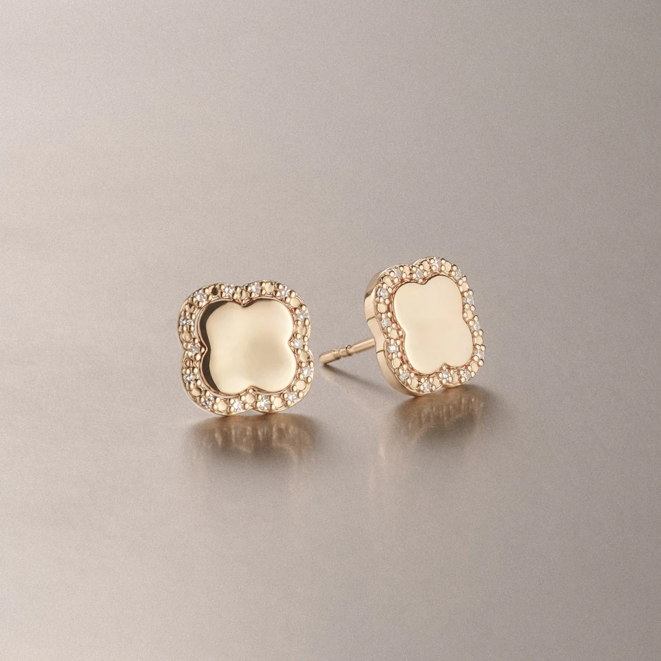 Florence 0.08ct Lab Diamond Halo Stud Earrings in 18K Gold Vermeil