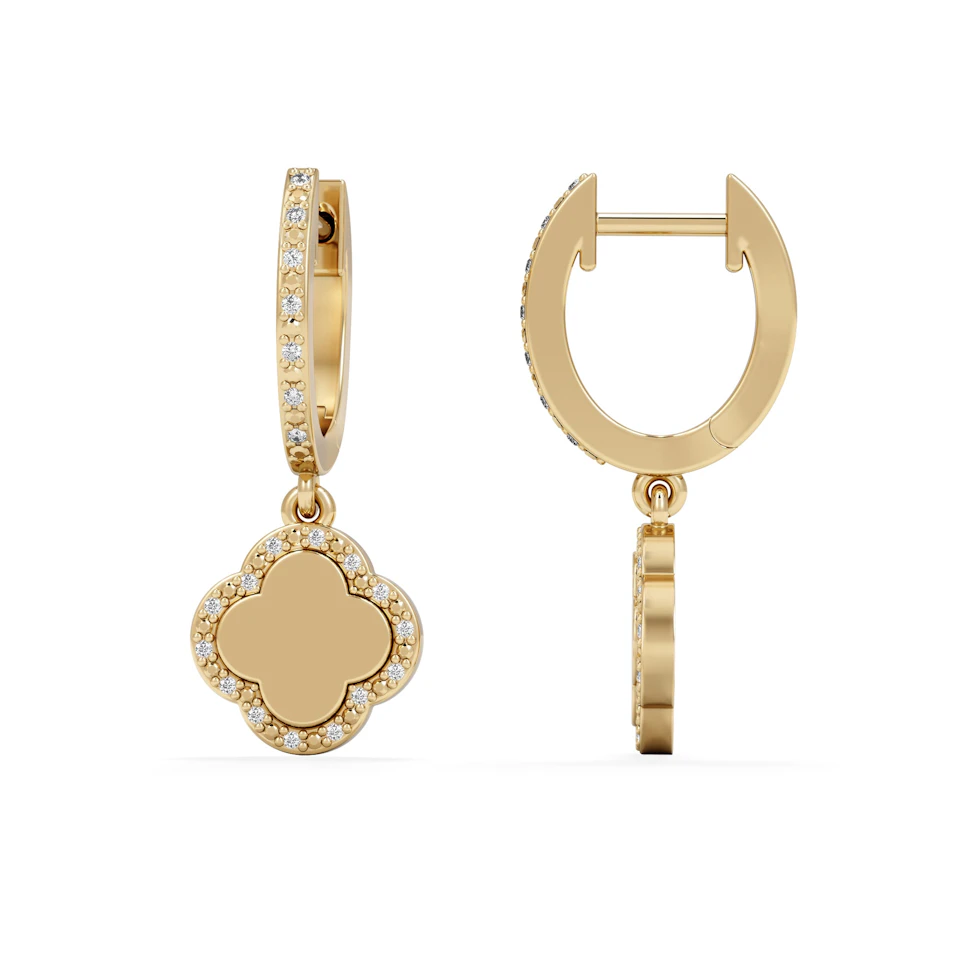 Florence 0.15ct Lab Diamond Halo Huggie Earrings in 18K Gold Vermeil