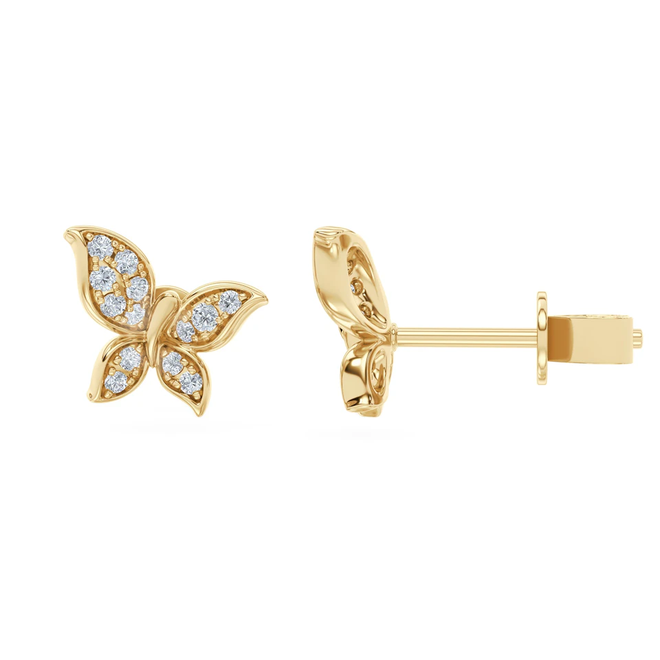 Papillon 0.15ct Lab Diamond Stud Earrings 18K Gold Vermeil