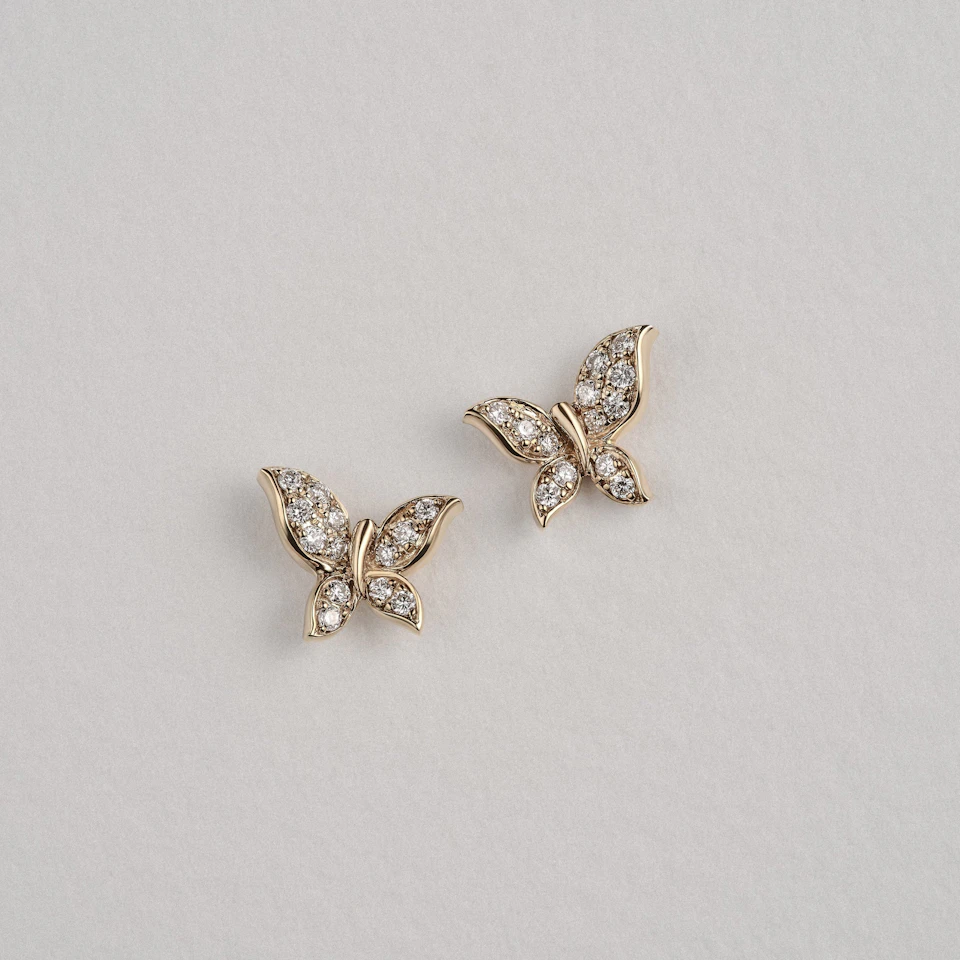 Papillon 0.15ct Lab Diamond Stud Earrings 18K Gold Vermeil