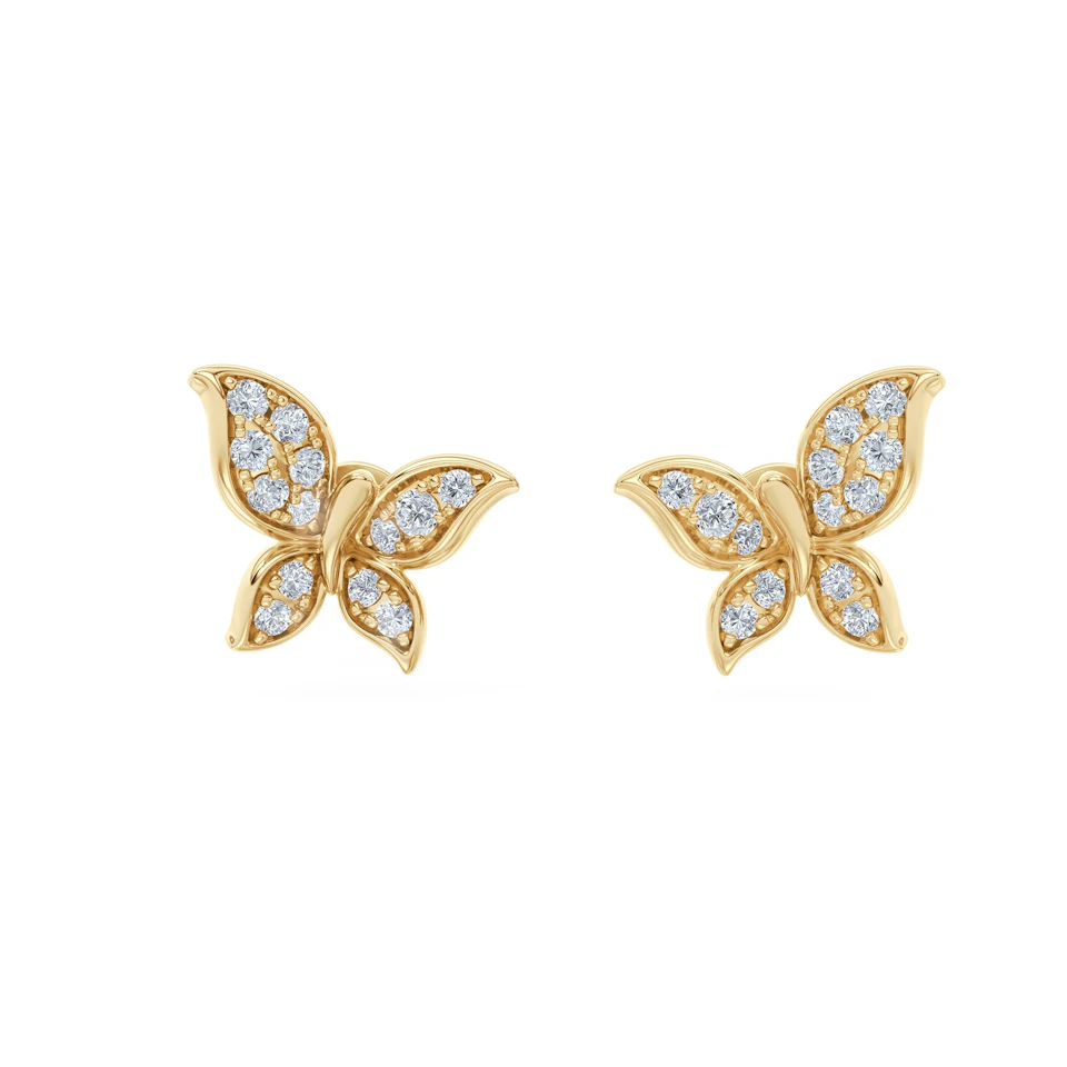 Papillon 0.15ct Lab Diamond Stud Earrings 18K Gold Vermeil