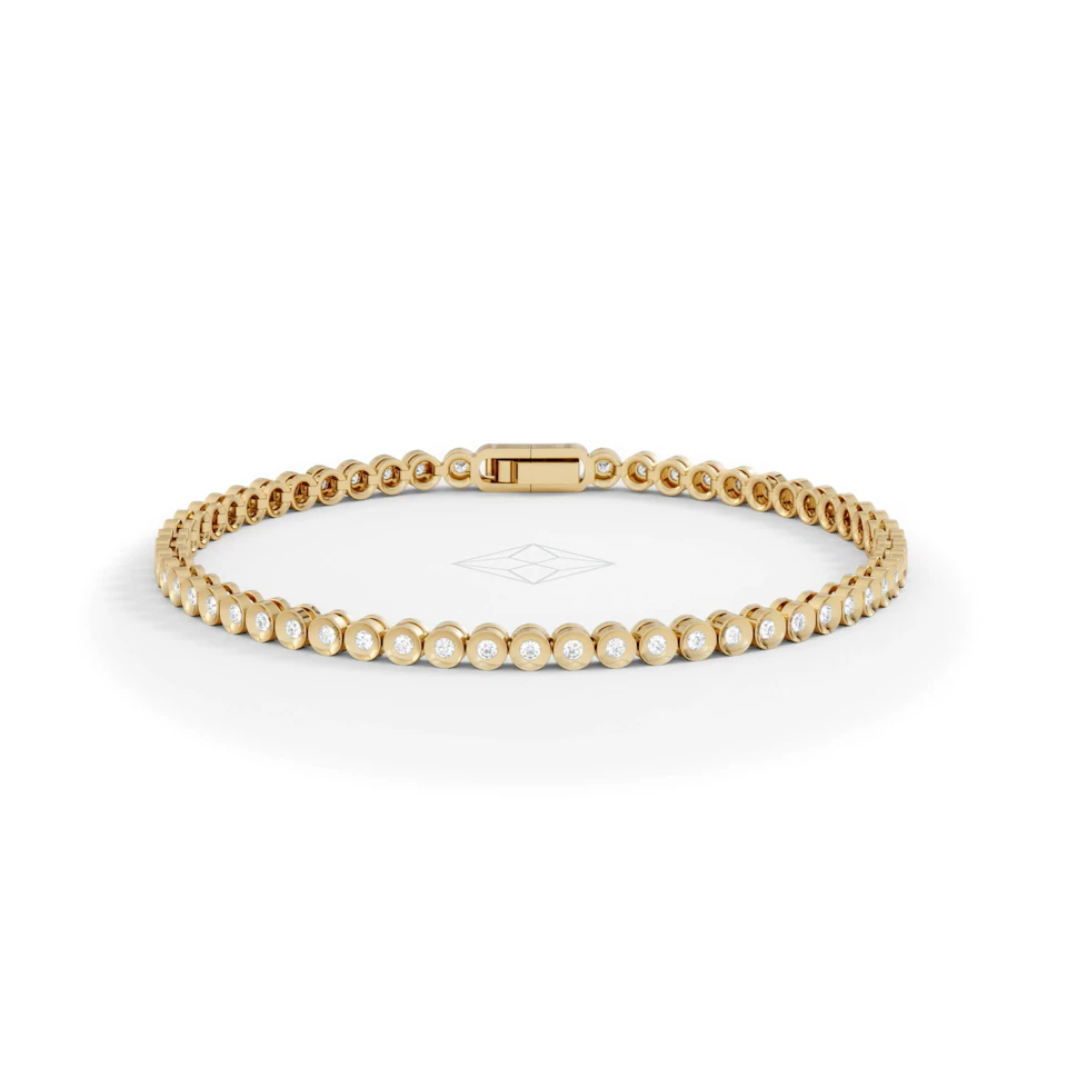 1ct Lab Diamond Tennis Bracelet Rub Over Style in 18K Gold Vermeil