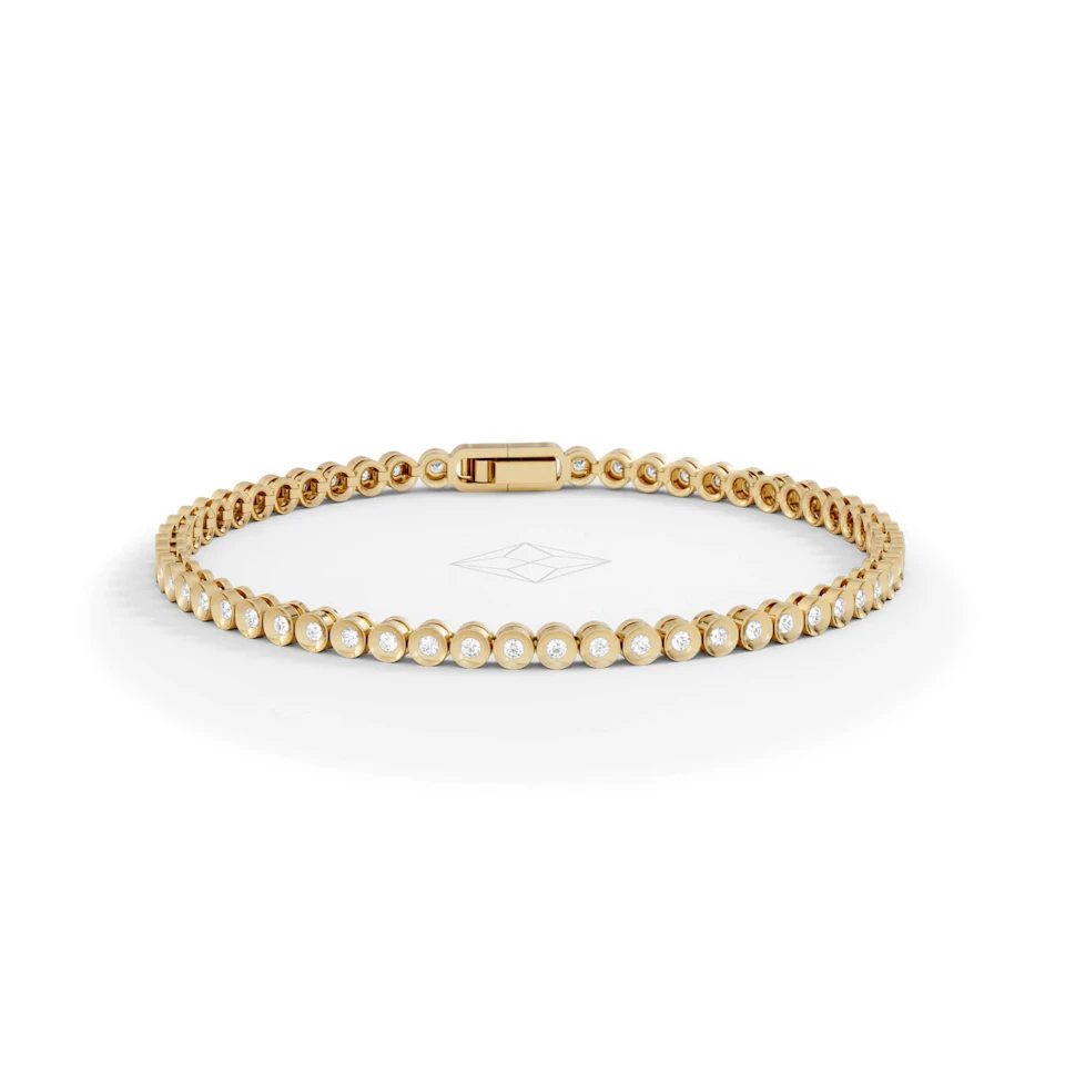 1ct Lab Diamond Tennis Bracelet Rub Over Style in 9K White Gold
