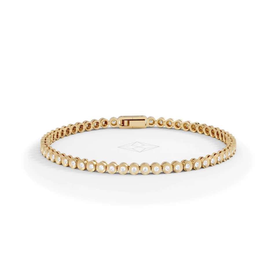 1ct Lab Diamond Tennis Bracelet Rub Over Style in 18K Gold Vermeil