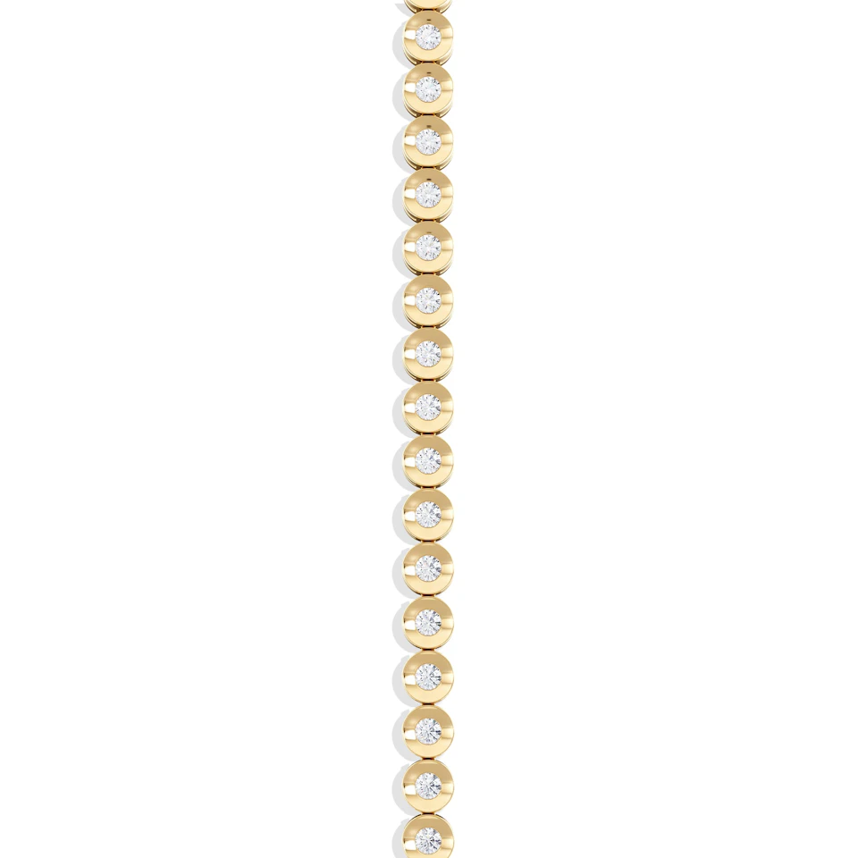 1ct Lab Diamond Tennis Bracelet Rub Over Style in 18K Gold Vermeil