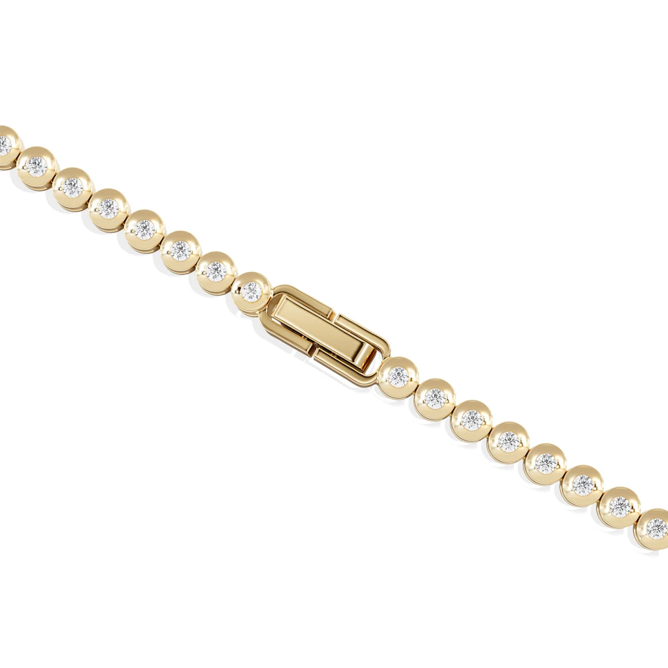 1ct Lab Diamond Tennis Bracelet Rub Over Style in 18K Gold Vermeil