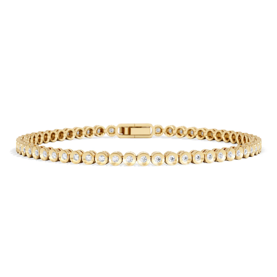 1ct Lab Diamond Tennis Bracelet Rub Over Style in 18K Gold Vermeil