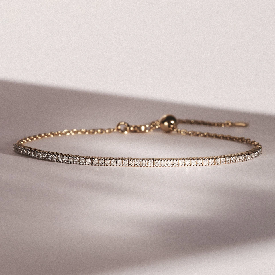 Adjustable Lab Diamond Tennis Bracelet 0.50ct in 18K Gold Vermeil