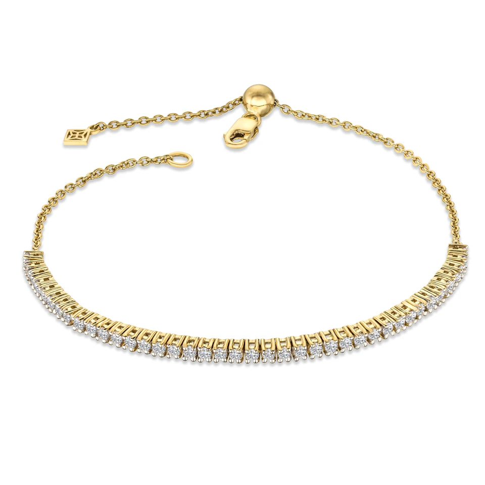 Adjustable Lab Diamond Tennis Bracelet 1.00ct in 18K Gold Vermeil