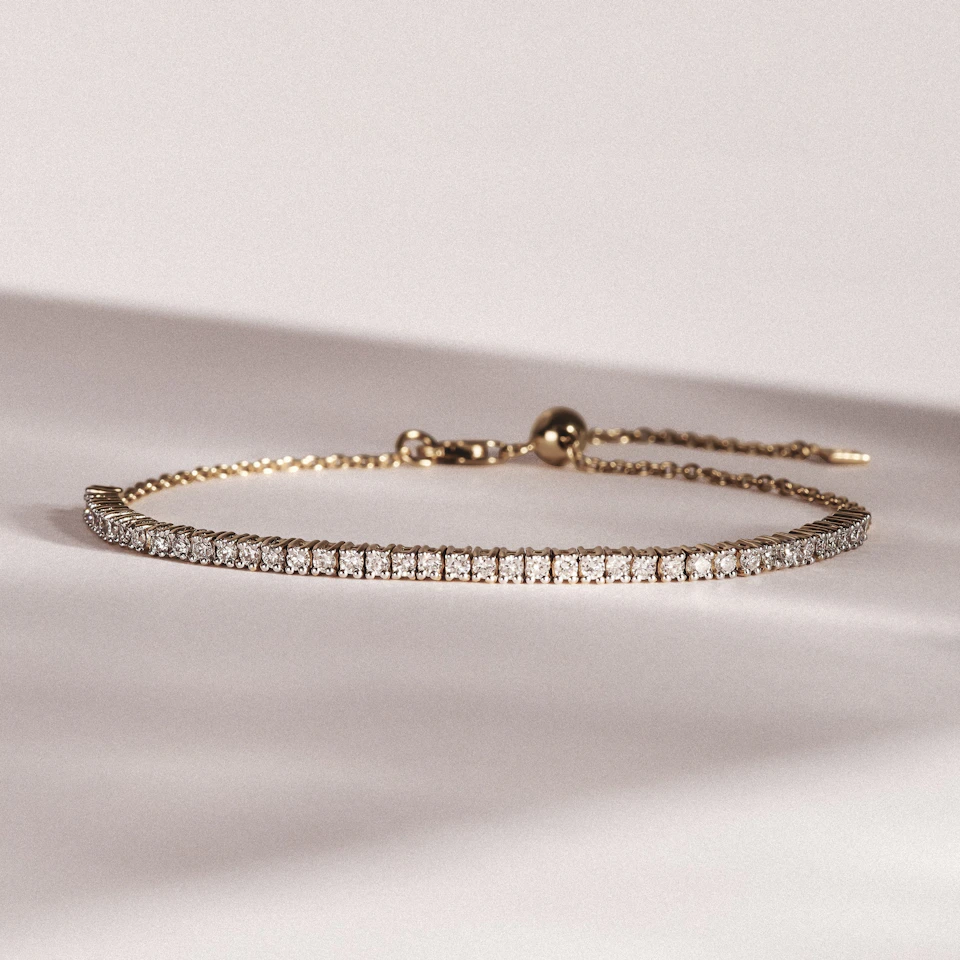Adjustable Lab Diamond Tennis Bracelet 1.00ct in 18K Gold Vermeil