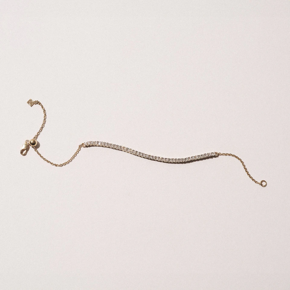 Adjustable Lab Diamond Tennis Bracelet 1.00ct in 18K Gold Vermeil