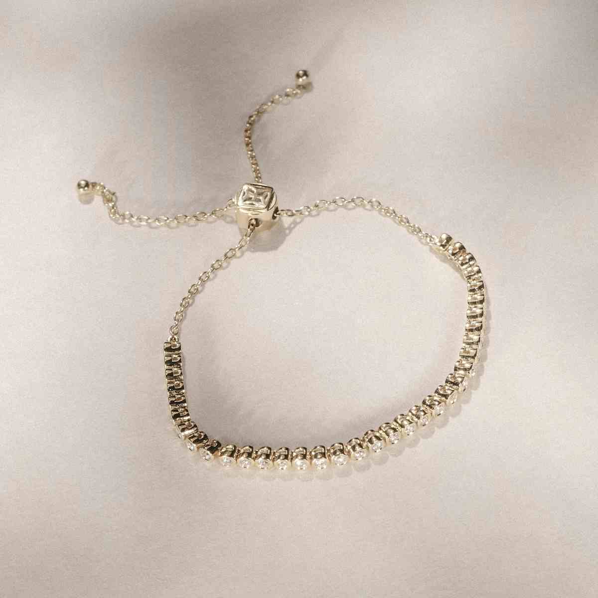 Adjustable Rubover Lab Diamond Tennis Bracelet Tennis Bracelet 0.50ct in 18K Gold Vermeil
