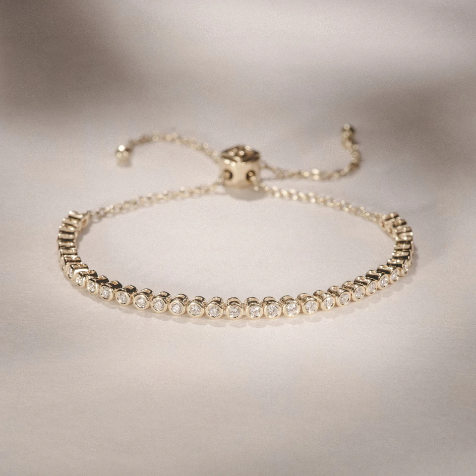 Lab Diamond Bezel Rubover Tennis Bracelet Tennis Bracelet 0.50ct in 18K Gold Vermeil