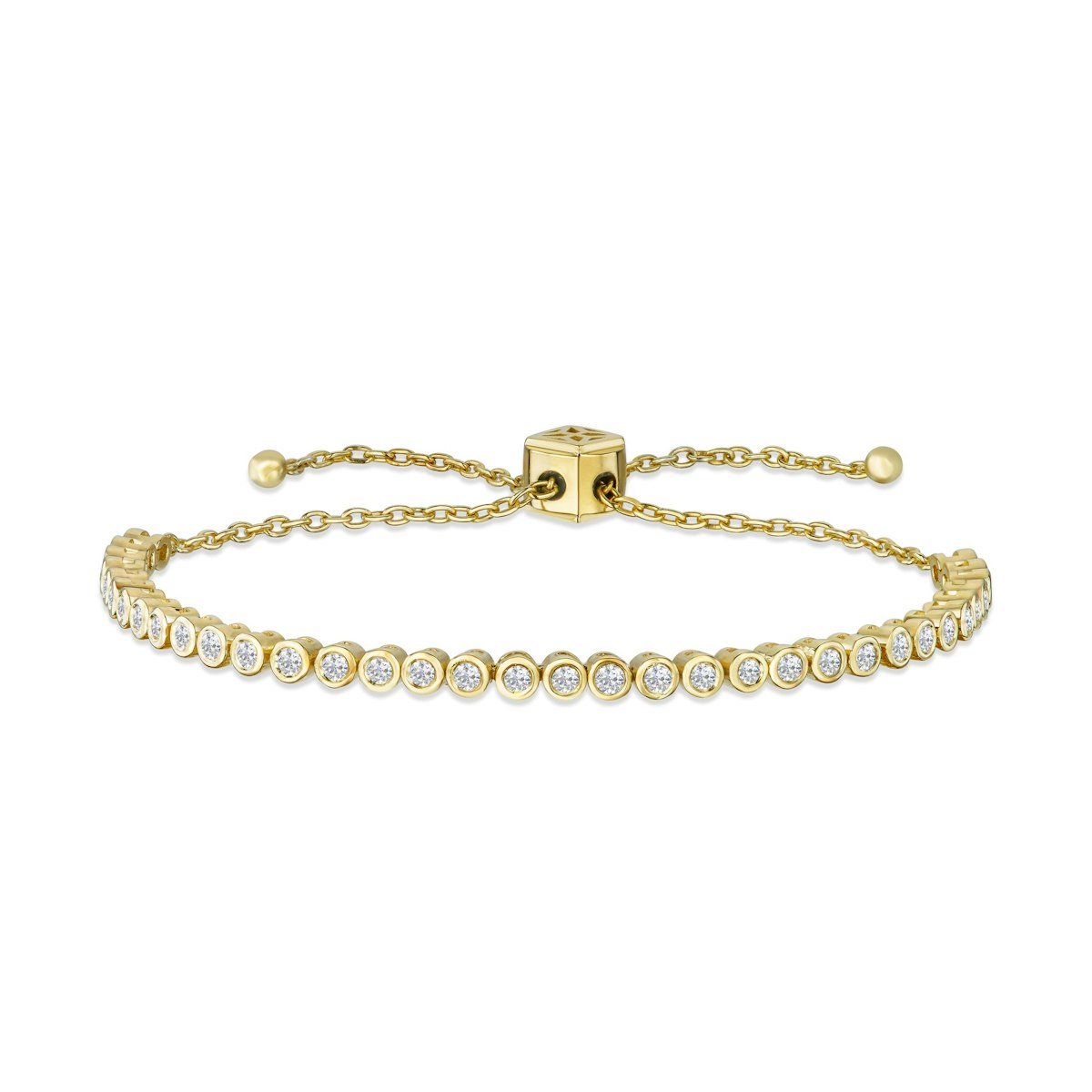 Adjustable Rubover Lab Diamond Tennis Bracelet Tennis Bracelet 0.50ct in 18K Gold Vermeil