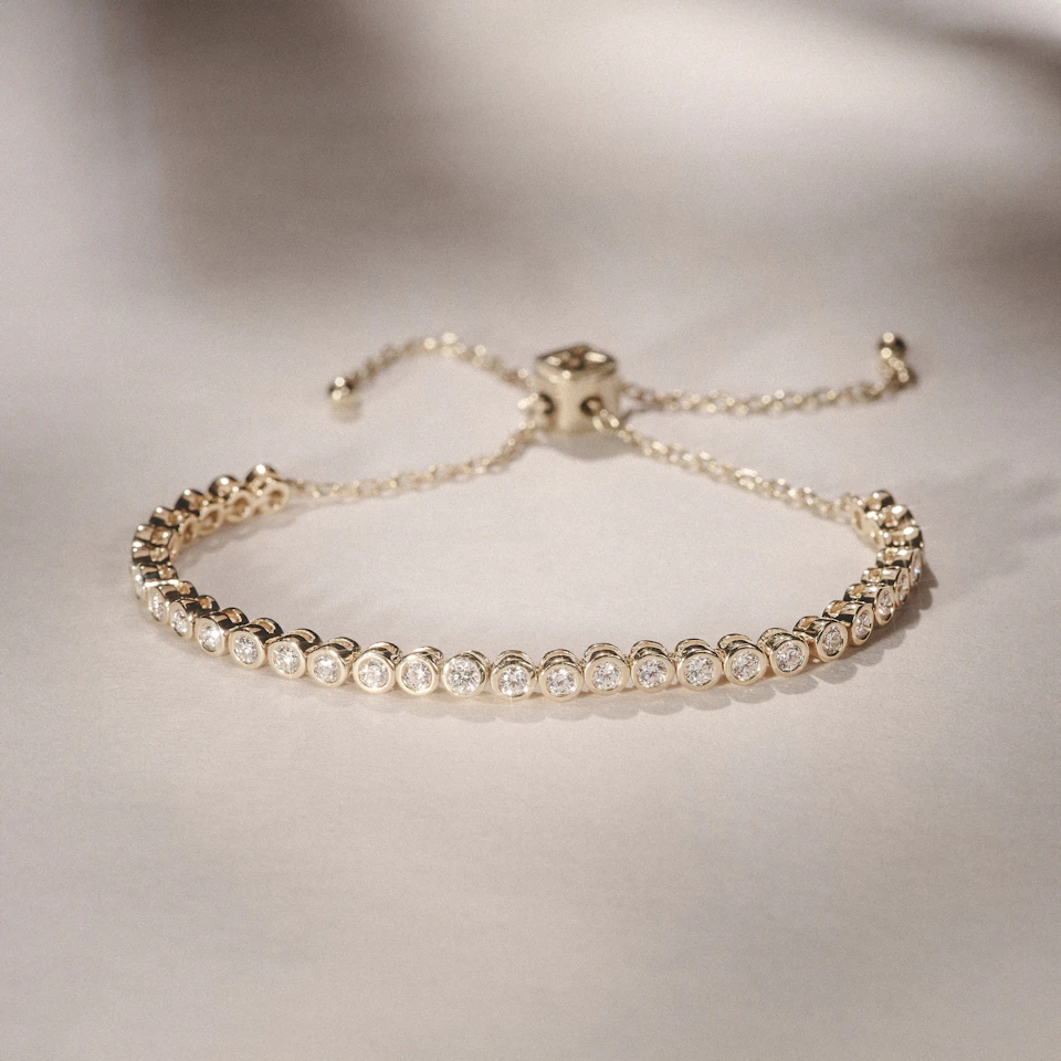 Lab Diamond Bezel Rubover Tennis Bracelet 1.00ct in 18K Gold Vermeil