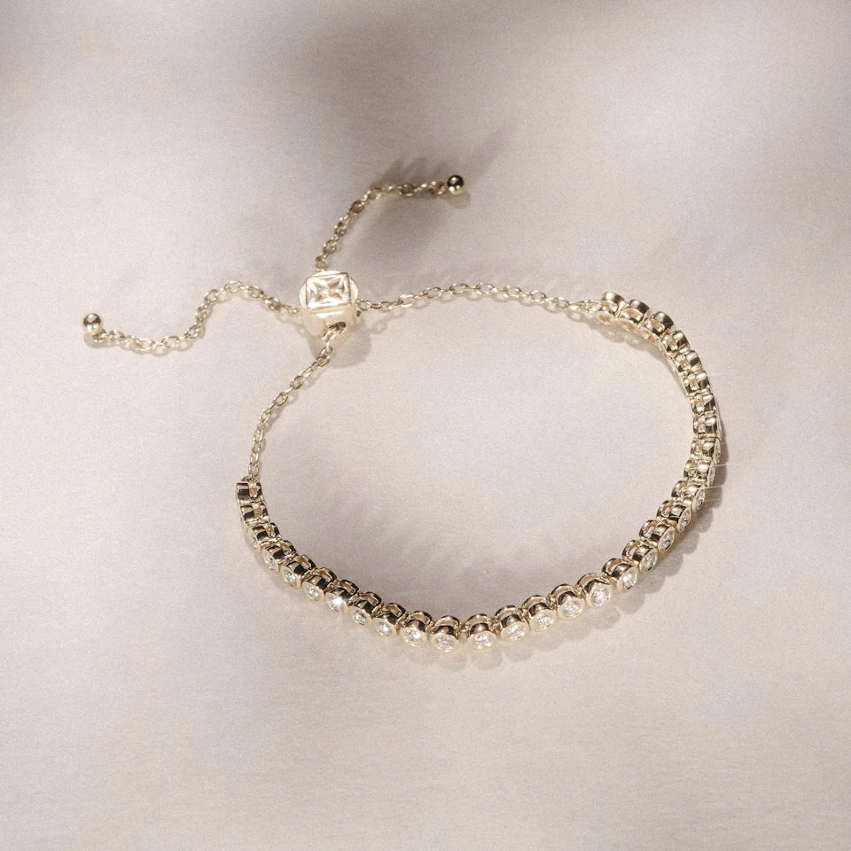 Lab Diamond Bezel Rubover Tennis Bracelet 1.00ct in 18K Gold Vermeil
