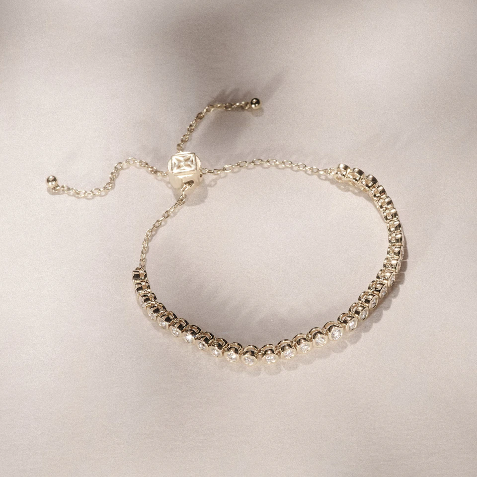 Lab Diamond Bezel Rubover Tennis Bracelet 1.00ct in 18K Gold Vermeil