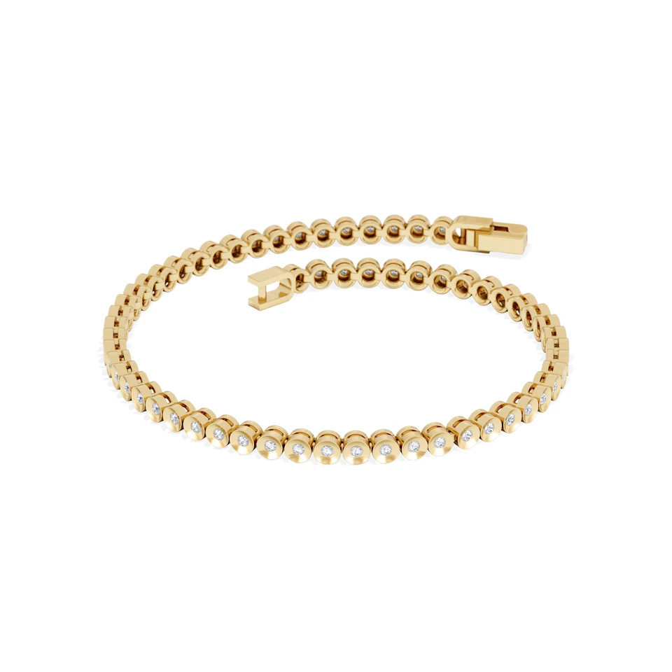 0.50ct Round Cut Lab Diamond Bezel Tennis Bracelet in 18K Gold Vermeil