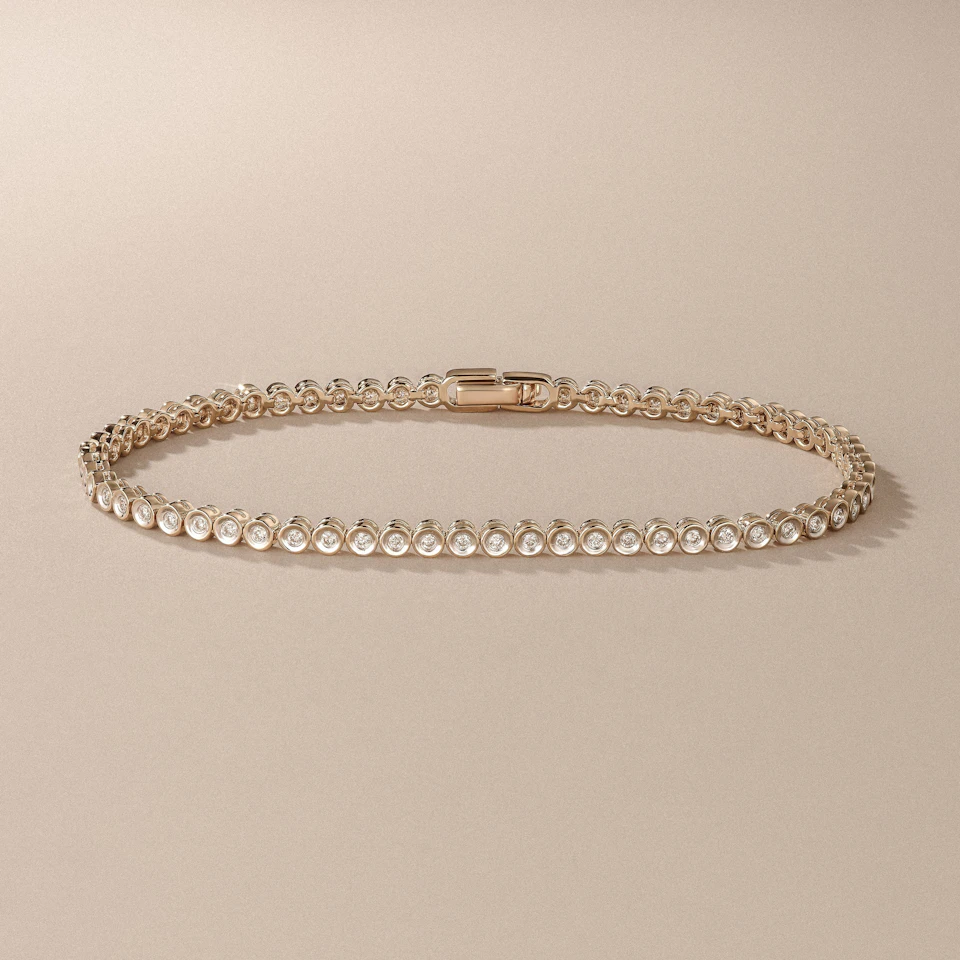 0.50ct Round Cut Lab Diamond Bezel Tennis Bracelet in 18K Gold Vermeil