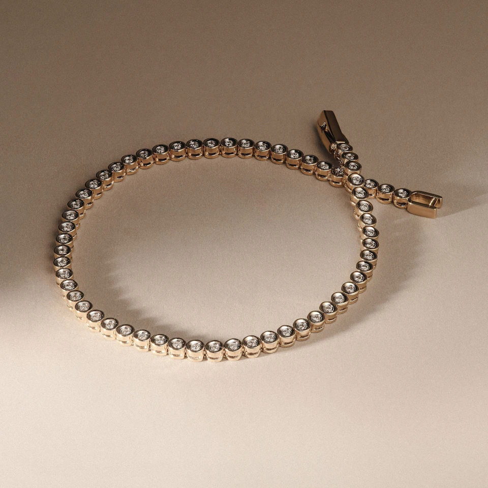 0.50ct Round Cut Lab Diamond Bezel Tennis Bracelet in 18K Gold Vermeil