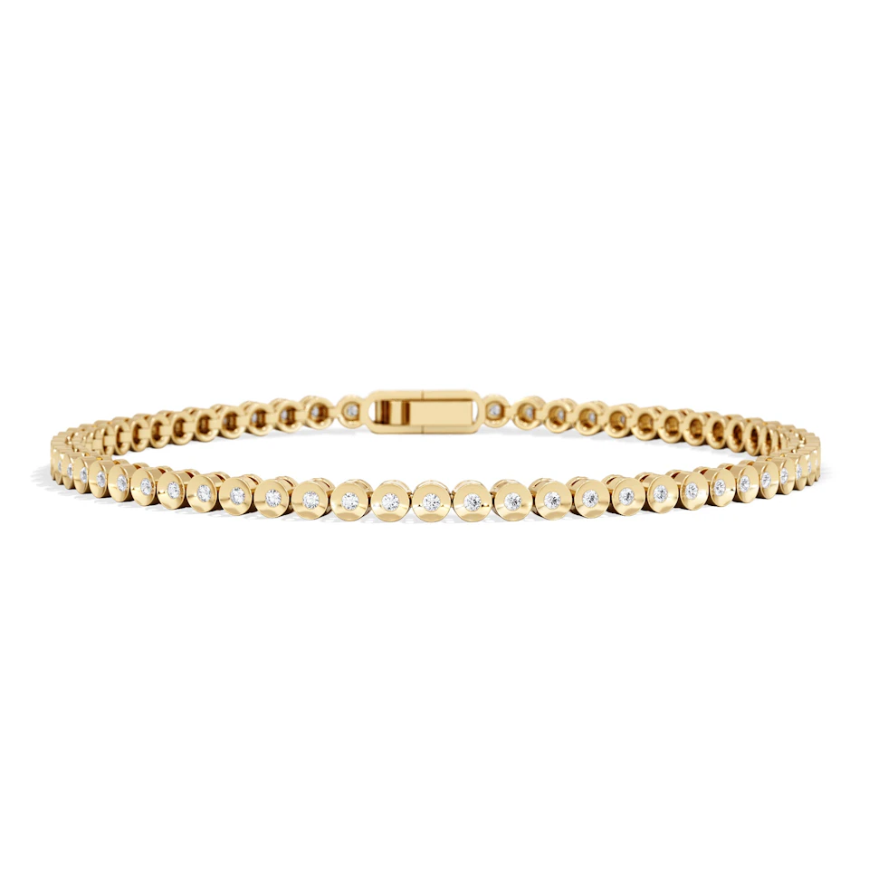 0.50ct Round Cut Lab Diamond Bezel Tennis Bracelet in 18K Gold Vermeil