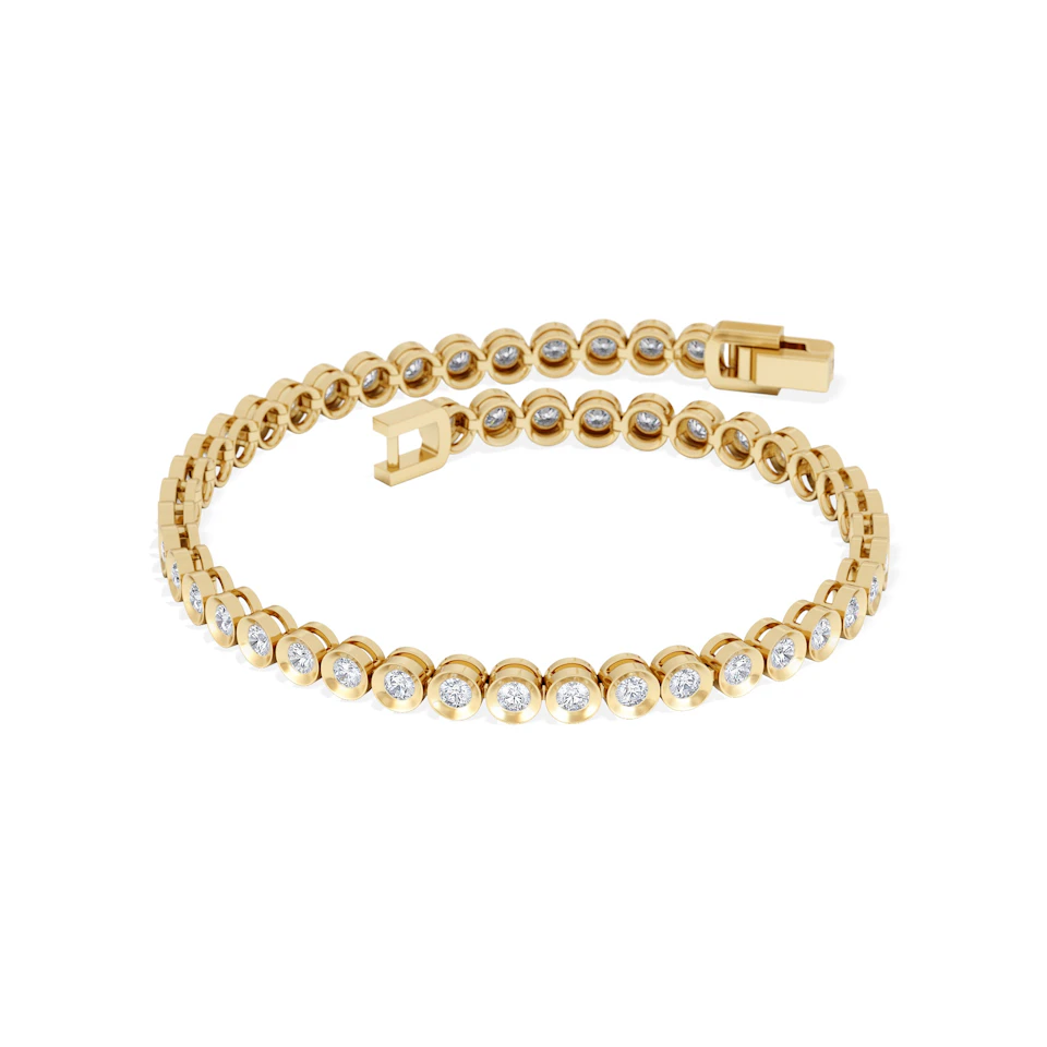 2.00ct Round Cut Lab Diamond Bezel Tennis Bracelet in 18K Gold Vermeil