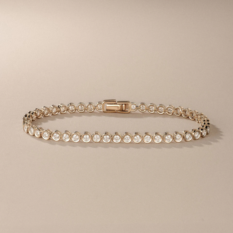 2.00ct Round Cut Lab Diamond Bezel Tennis Bracelet in 18K Gold Vermeil