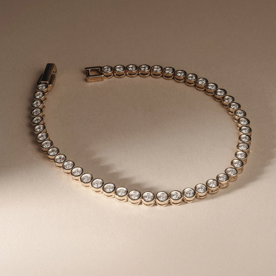 2.00ct Round Cut Lab Diamond Bezel Tennis Bracelet in 18K Gold Vermeil