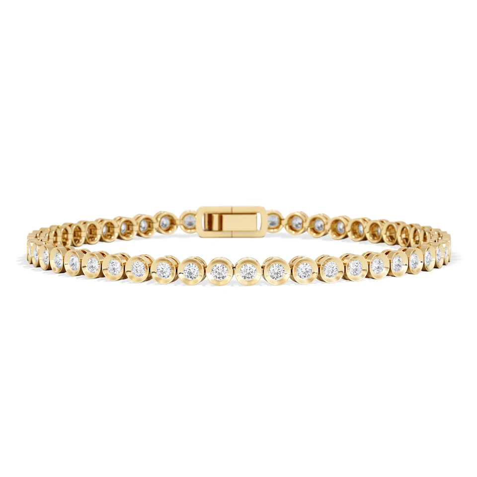2.00ct Round Cut Lab Diamond Bezel Tennis Bracelet in 18K Gold Vermeil