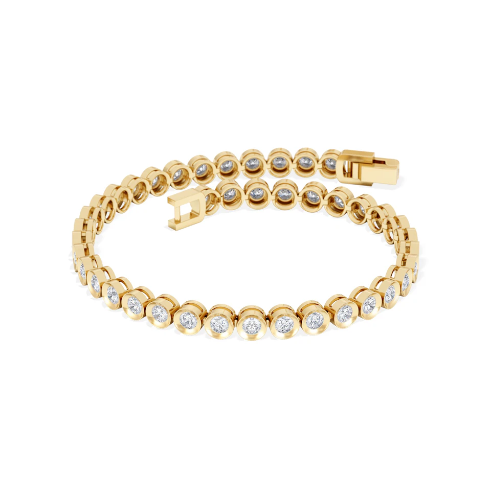 3.00ct Round Cut Lab Diamond Bezel Tennis Bracelet in 18K Gold Vermeil