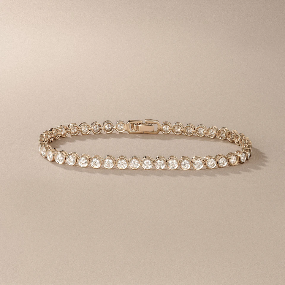 3.00ct Round Cut Lab Diamond Bezel Tennis Bracelet in 18K Gold Vermeil