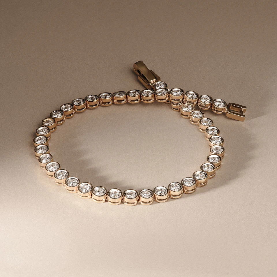 3.00ct Round Cut Lab Diamond Bezel Tennis Bracelet in 18K Gold Vermeil