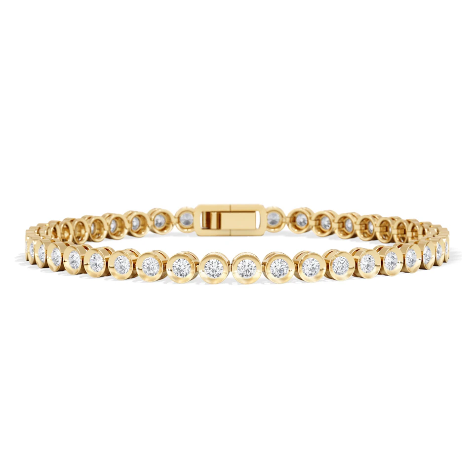 3.00ct Round Cut Lab Diamond Bezel Tennis Bracelet in 18K Gold Vermeil