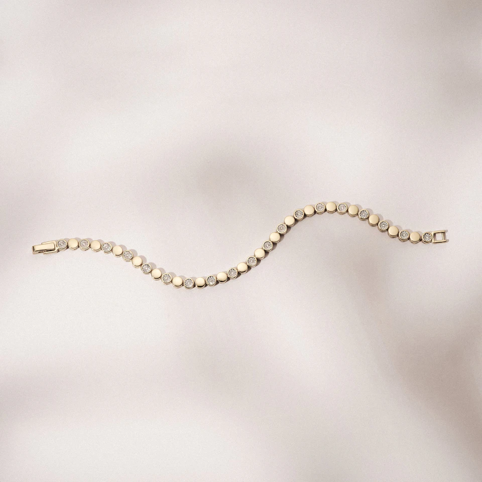 Lab Diamond Mens Tennis Bracelet Round Cut 0.10ct H/SI 18K Gold Vermeil