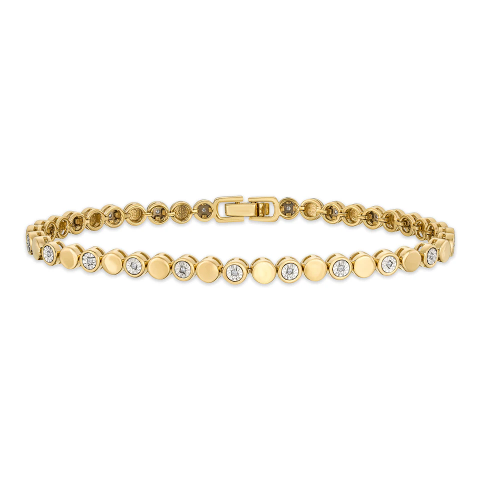 Lab Diamond Mens Tennis Bracelet Round Cut 0.10ct H/SI 18K Gold Vermeil
