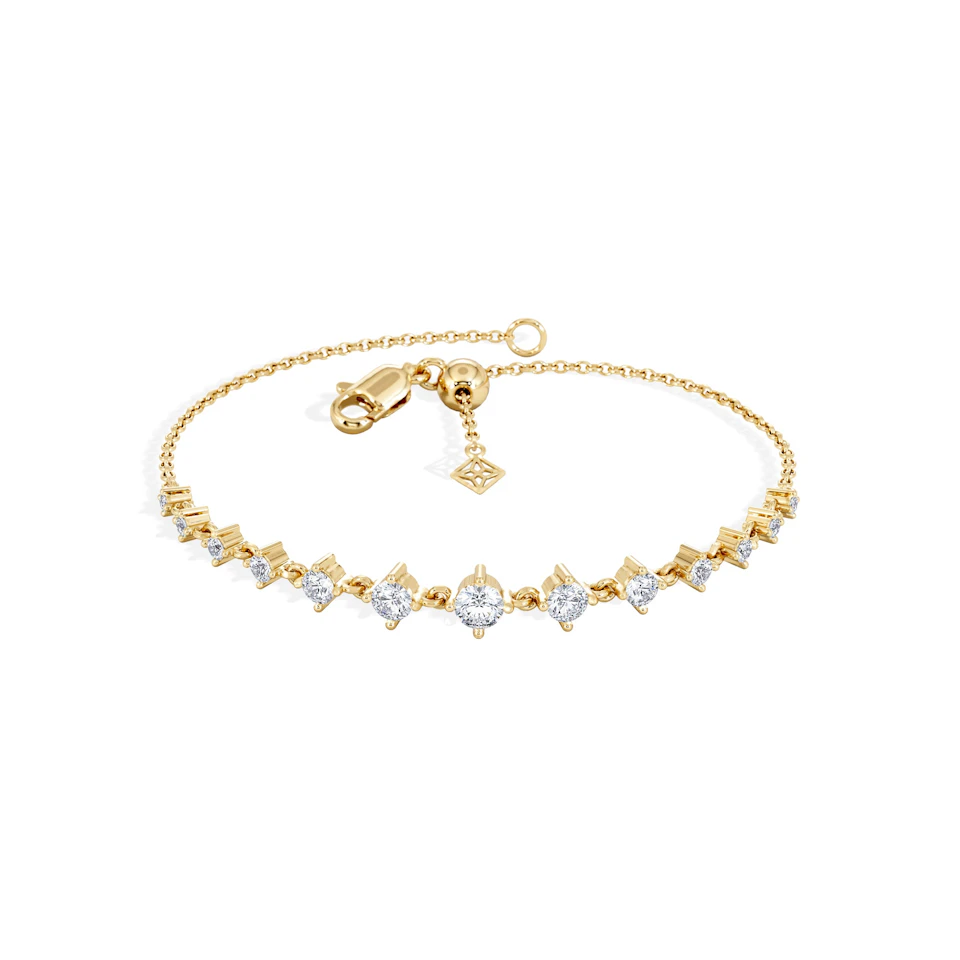 Moments 1.00ct Round Cut Lab Diamond Adjustable Tennis Bracelet in 18K Gold Vermeil