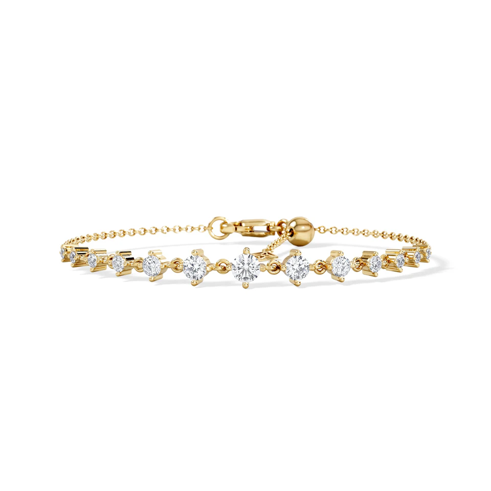 Moments 1.00ct Round Cut Lab Diamond Adjustable Tennis Bracelet in 18K Gold Vermeil