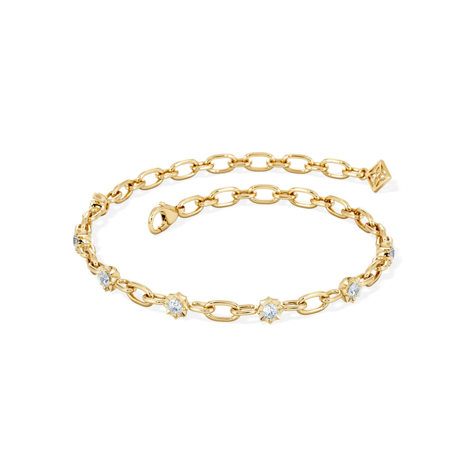 Bound Lab Diamond Link Bracelet 0.40ct Round Cut in 18K Gold Vermeil