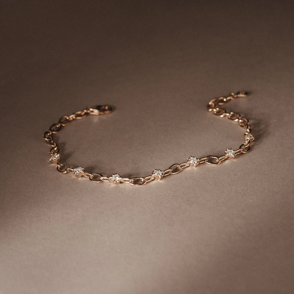 Bound Lab Diamond Link Bracelet 0.40ct Round Cut in 18K Gold Vermeil