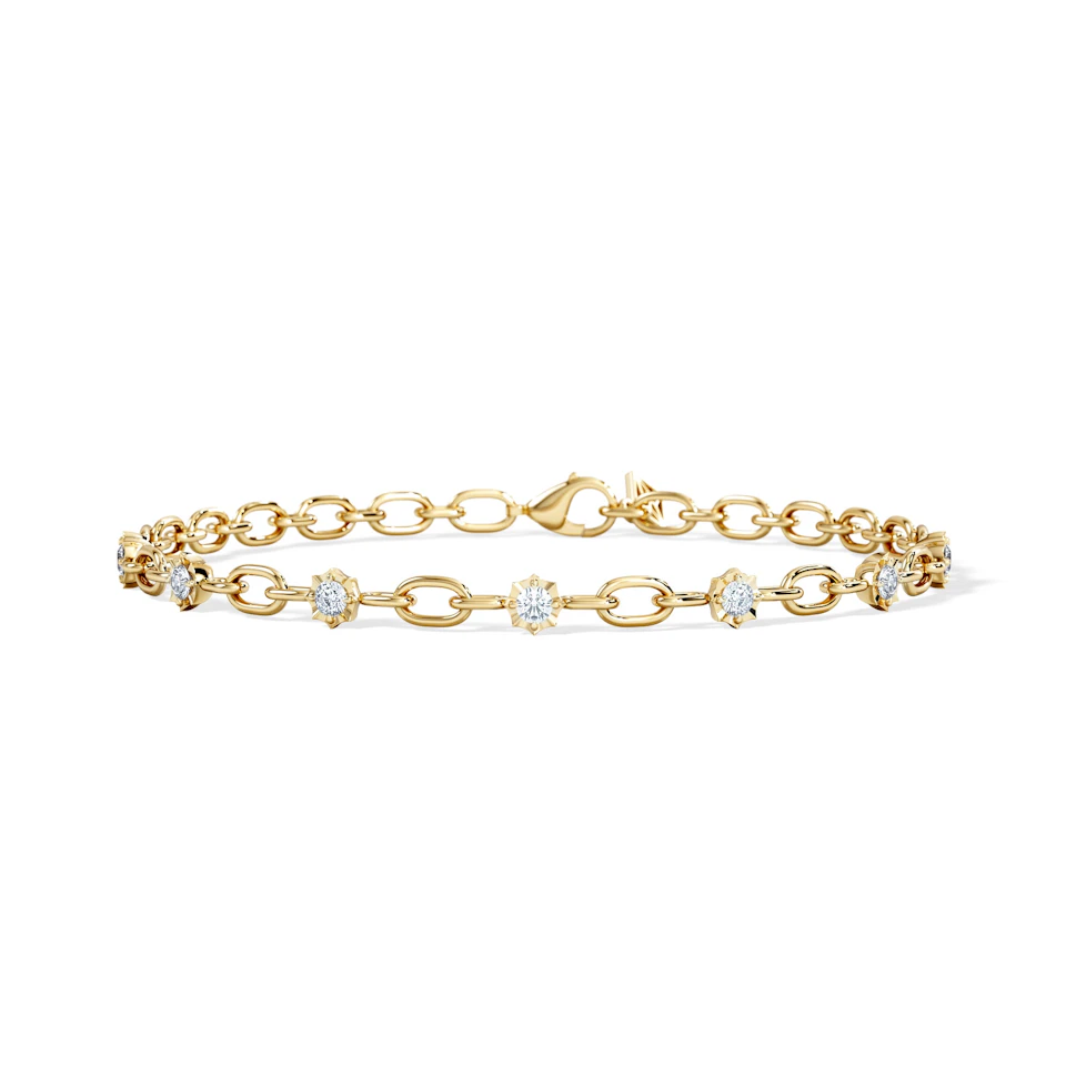 Bound Lab Diamond Link Bracelet 0.40ct Round Cut in 18K Gold Vermeil
