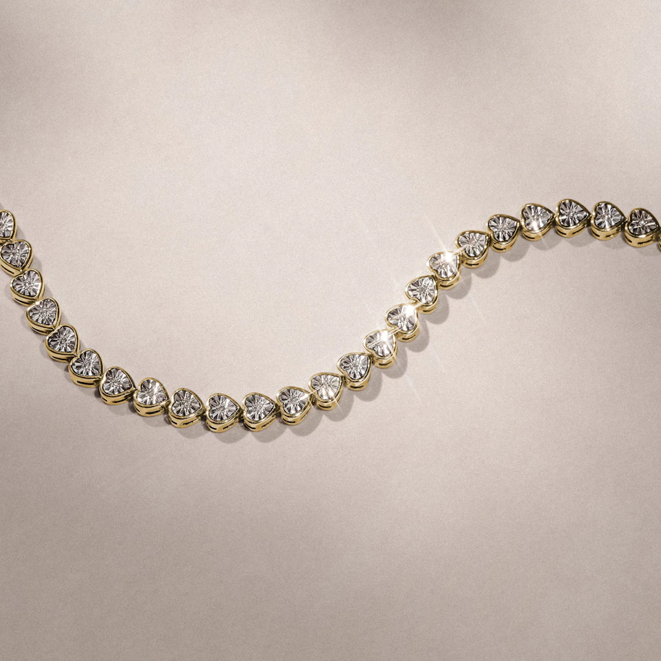 Heart Tennis Bracelet Lab Diamond 0.15ct in 18K Gold Vermeil