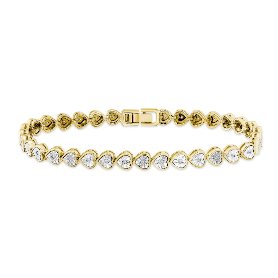 Heart Tennis Bracelet Lab Diamond 0.15ct in 18K Gold Vermeil