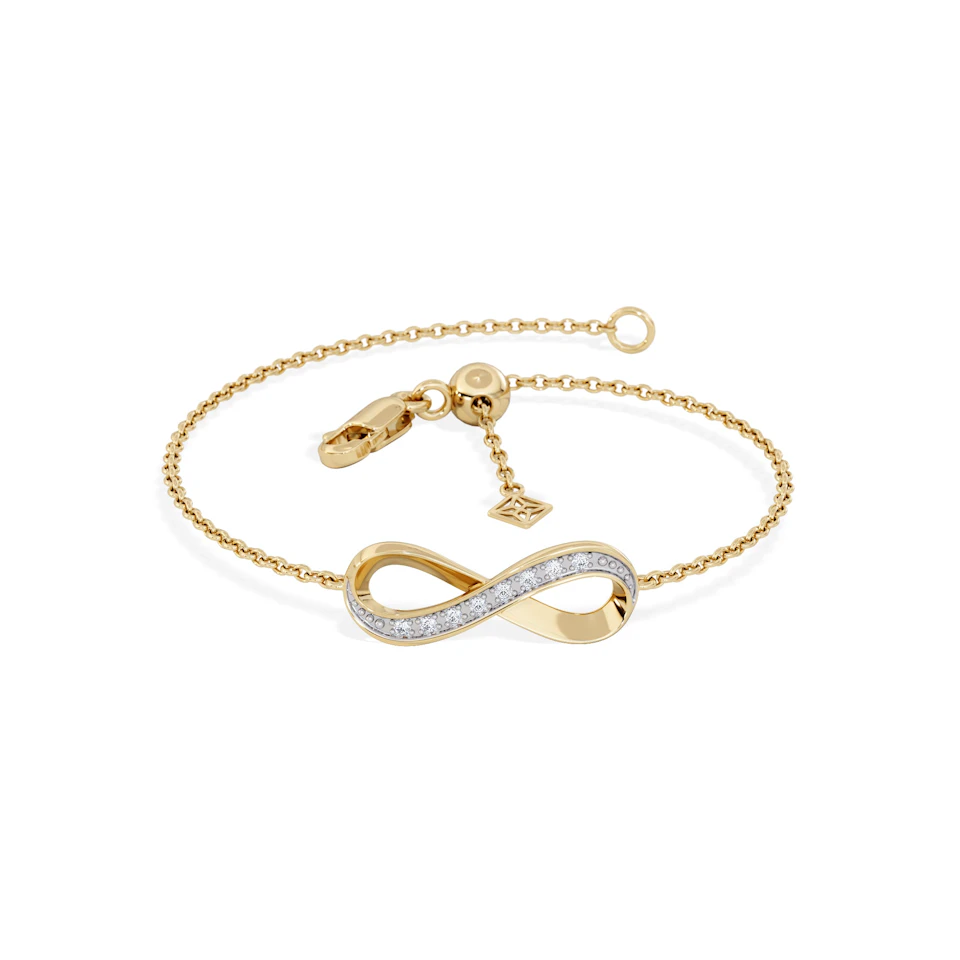 Infinity Love 0.08ct Lab Diamond Chain Bracelet in 18K Gold Vermeil