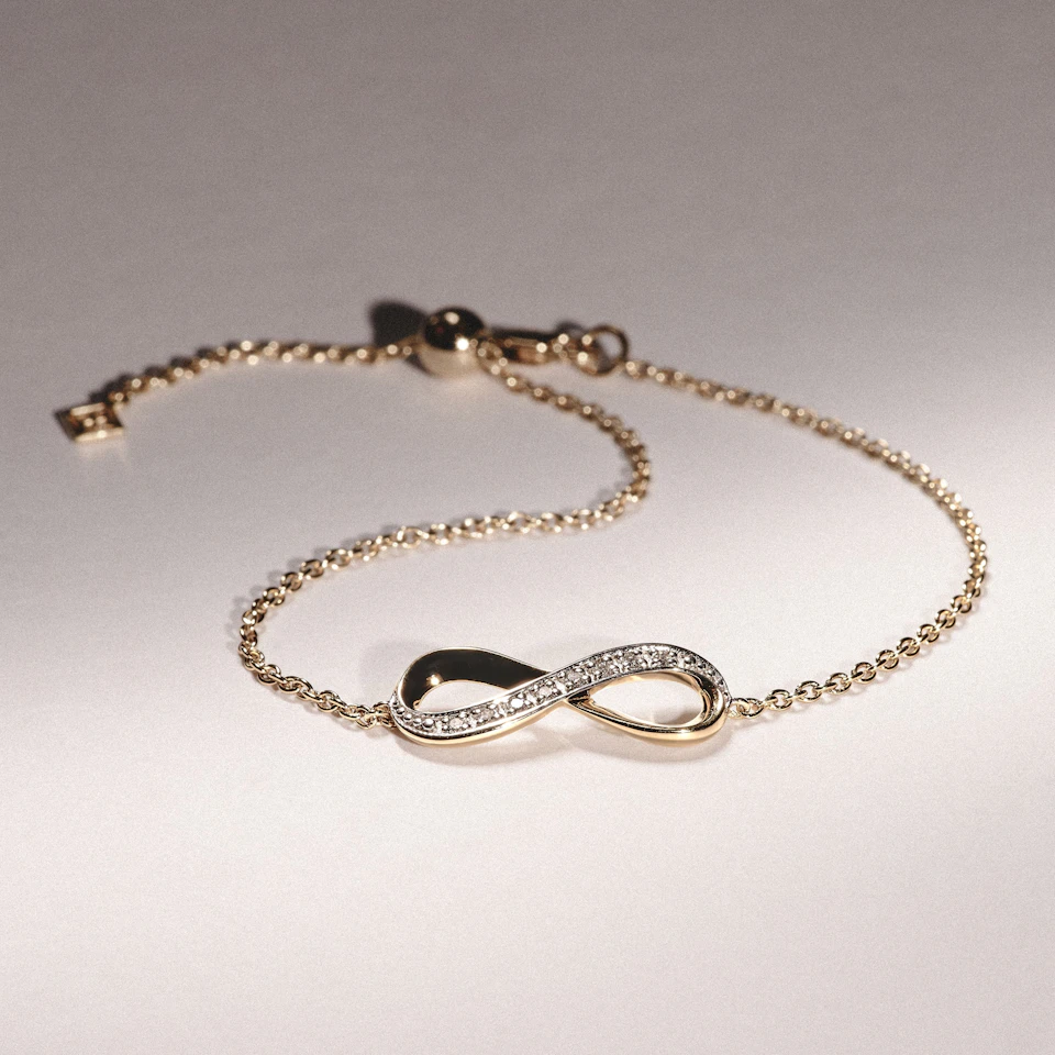 Infinity Love 0.08ct Lab Diamond Chain Bracelet in 18K Gold Vermeil