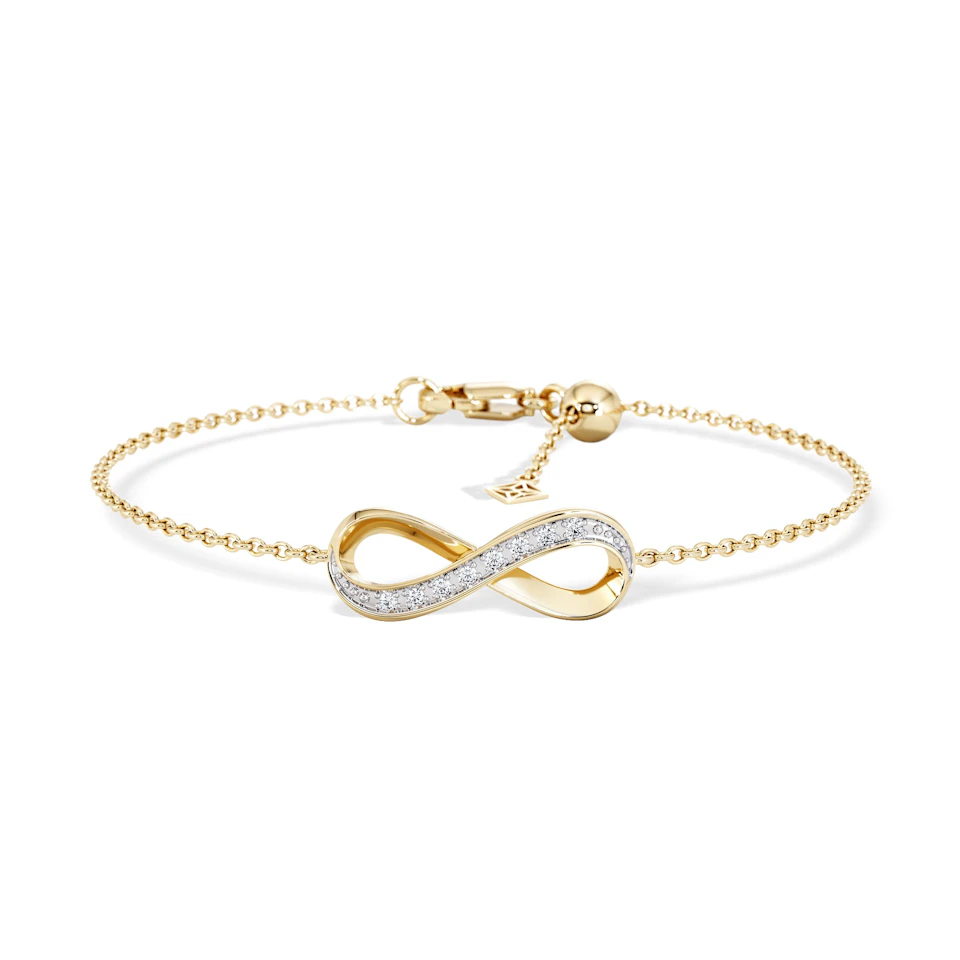 Infinity Love 0.08ct Lab Diamond Chain Bracelet in 18K Gold Vermeil