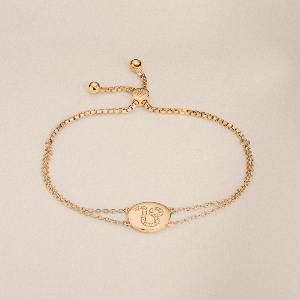 Astrology Leo 0.07ct Lab Grown Diamond AAdjustable Medallion Bracelet 18K Gold Vermeil