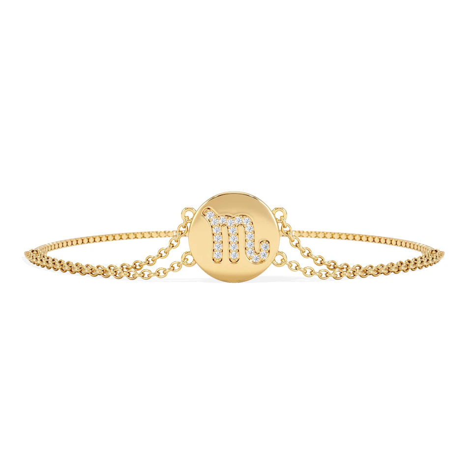Astrology Scorpio 0.07ct Lab Grown Diamond Adjustable Medallion Bracelet 18K Gold Vermeil