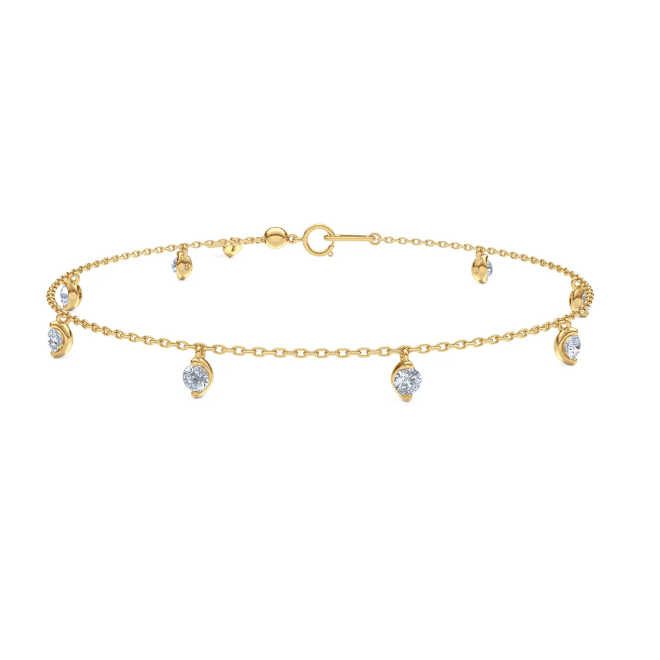 The Anklet - 1.00ct Round Cut Lab Diamond in 18K Gold Vermeil